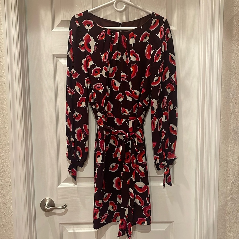 Milly Dress. Dark Maroon and Red Poppy’s. Size 10